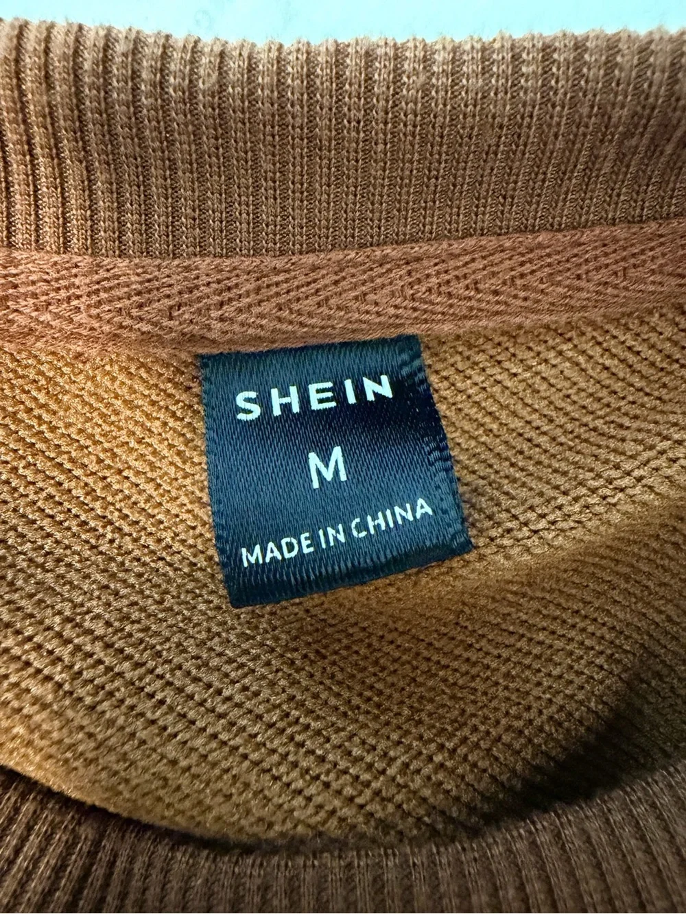 SHEIN Two-Tone Crewneck Sweatshirt in Rust and Cream